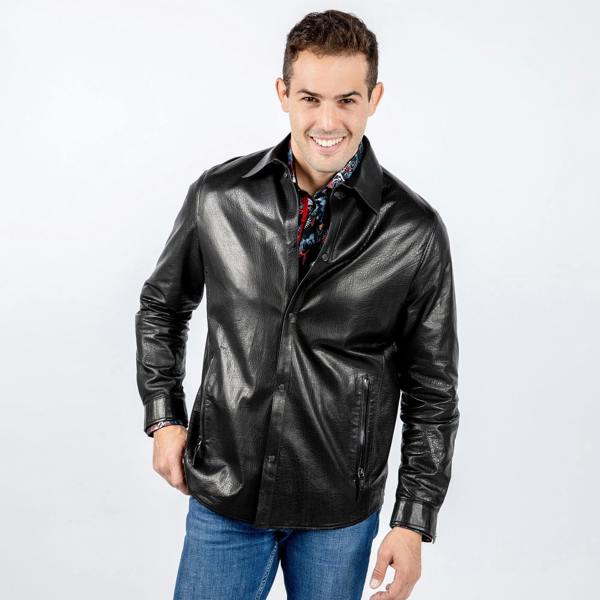 The Rebel Rider Leather Jacket - Premium Men's Patterned Shirt by Claudio Lugli | Bold Design, Tailored Fit, Best Printed Shirts