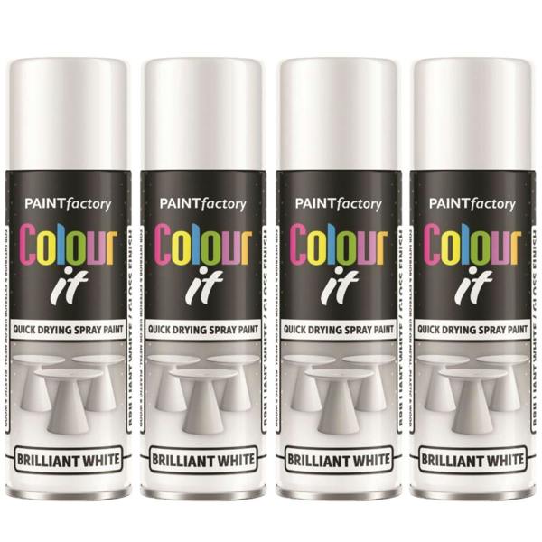Paint Factory 4X  White Gloss Spray Paint 250ml
