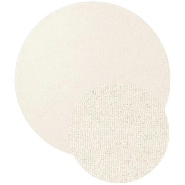 Fine Boucle Wool Rug Knots Natural White sound-absorbing, durable pile.