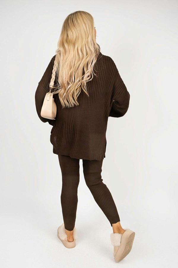 ikrush Mila Chunky Knitted High Roll Neck Top Bottom Co-ord Set