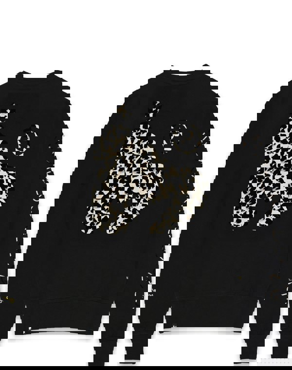 Money Sig Line Cheetah Crew Sweat Black