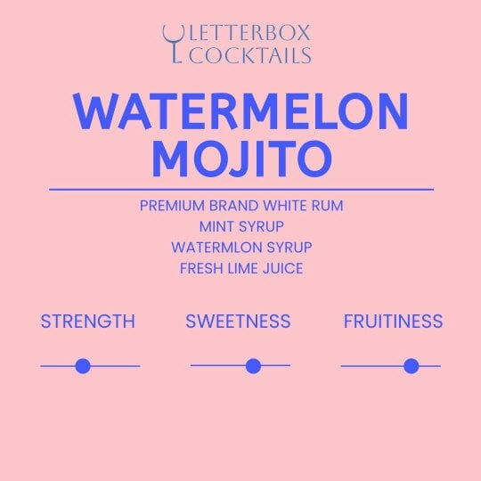 Letterbox Cocktails Watermelon Mojito Mini Cocktail - 100ml Letterbox Gift