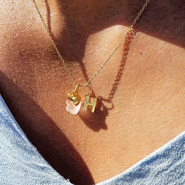 18k Gold Vermeil Plated Initial And Birthstone Necklace