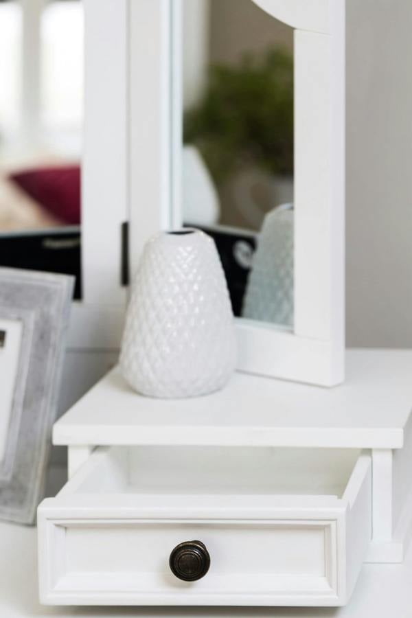Statement Furniture Gainsborough Dressing Table Set. Pedestal Dressing Table, Extension Drawers, Mirror