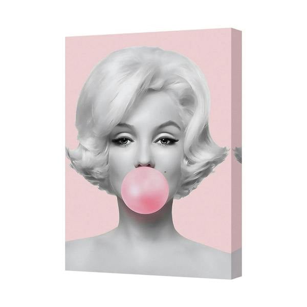 Benjamin Tate Design Modern Marilyn Style Pop Art Canvas Print Bubblegum Pink Background