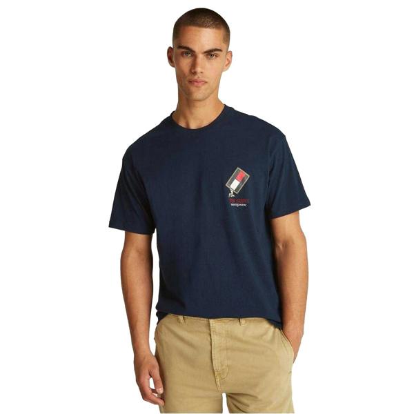 Tommy Jeans Mens Novelty Cotton Crew Neck Regular T-Shirt - Dark Navy - 