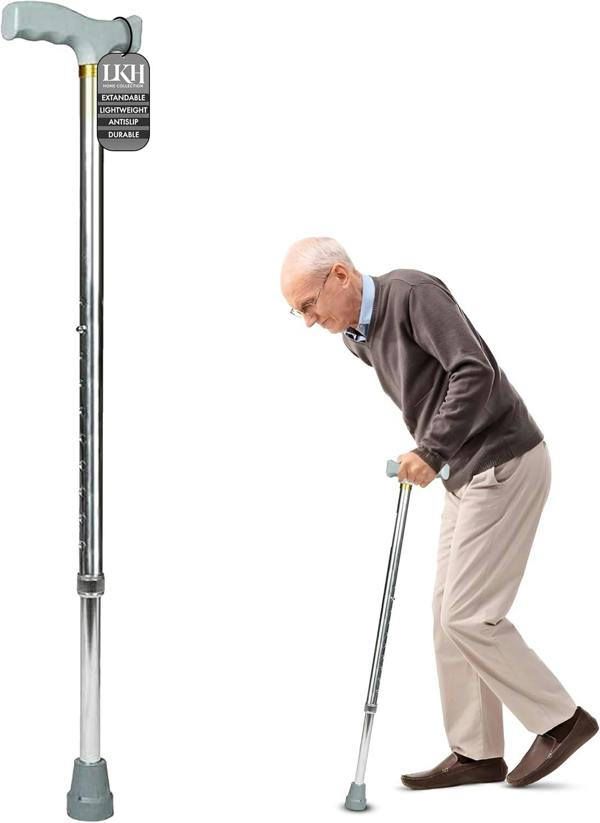 LKH HOME COLLECTION LKH Aluminum Walking stick with Handle & Anti-Skid Base - Lightweight 28-38 Inches Aluminum Walking Cane for Seniors & Adults