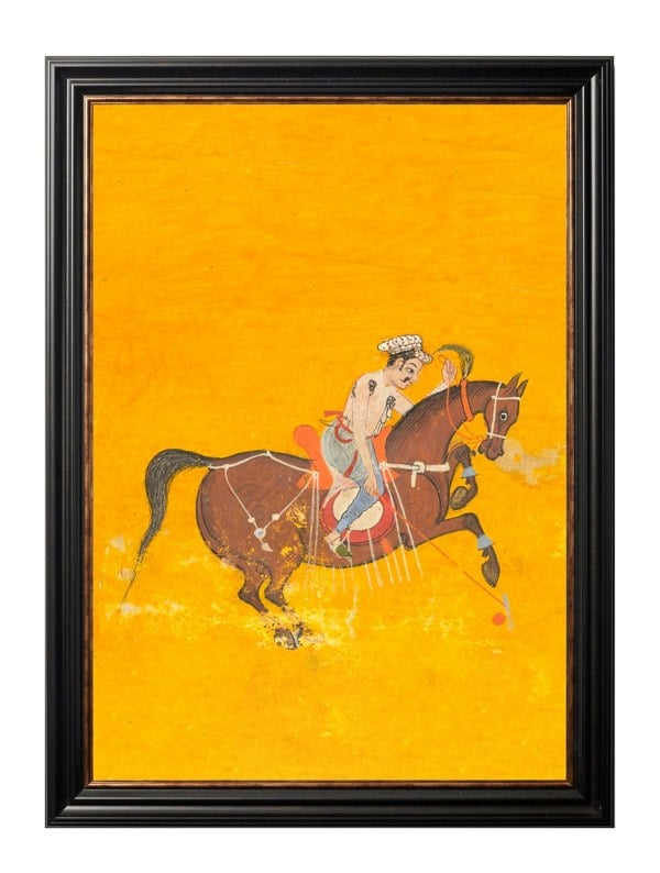Exceptional Art c.17th Century Indian Polo Players Triptych