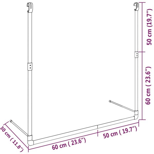 Berkfield Telescopic Wardrobe Hanging Rail Silver