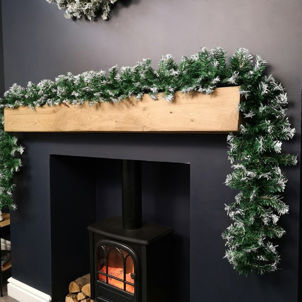 Samuel Alexander 2.7m Snow Tipped Green Christmas Garland with 260 Tips