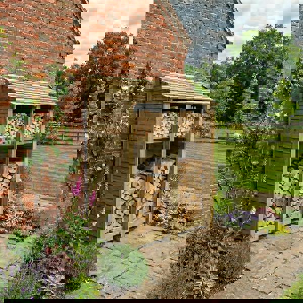 Arbor Garden Solutions Wooden Log Store with Shelf W-146cm, H-126cm or 180cm, D-88cm