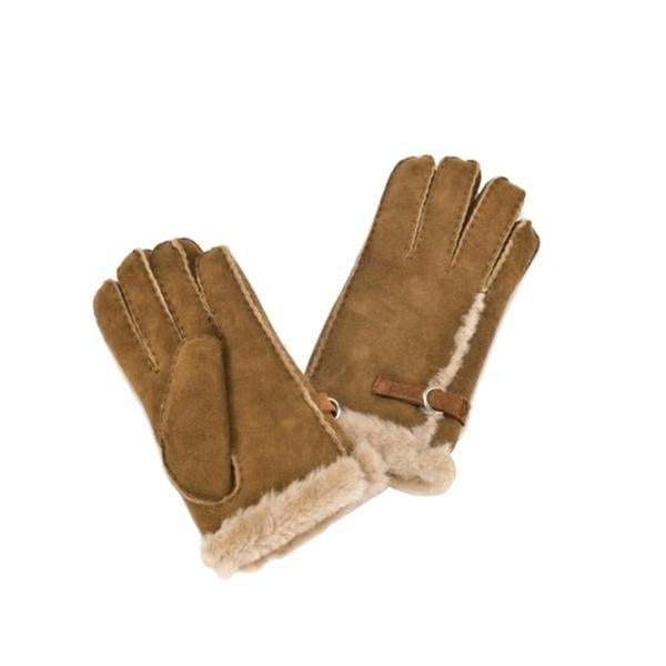Eastern Counties Leather Womens Buckle Detail Sheepskin Gloves - Tan