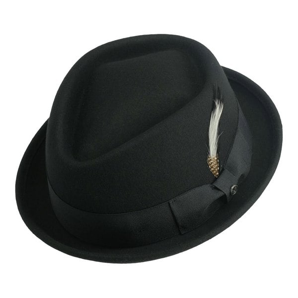 Gamble & Gunn 'New Orleans II' Black Wool Diamond Top Pork Pie Hat