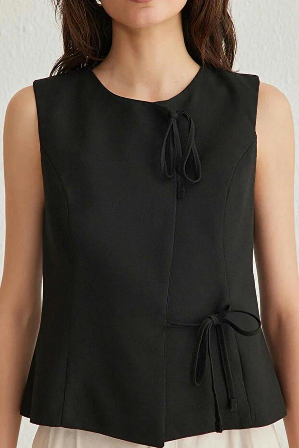 WOVCOR Tie Detail Vest