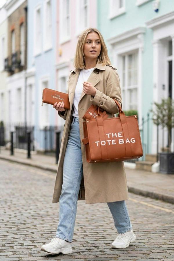 Sophia Tote Bag Set - Brown