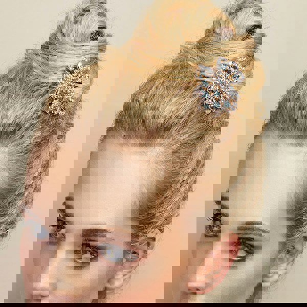 rose gold hair clip claw blue hair updo