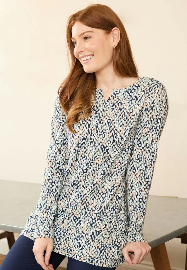 Lily & Me Maple Printed Organic Cotton Jersey Tunic Navy
