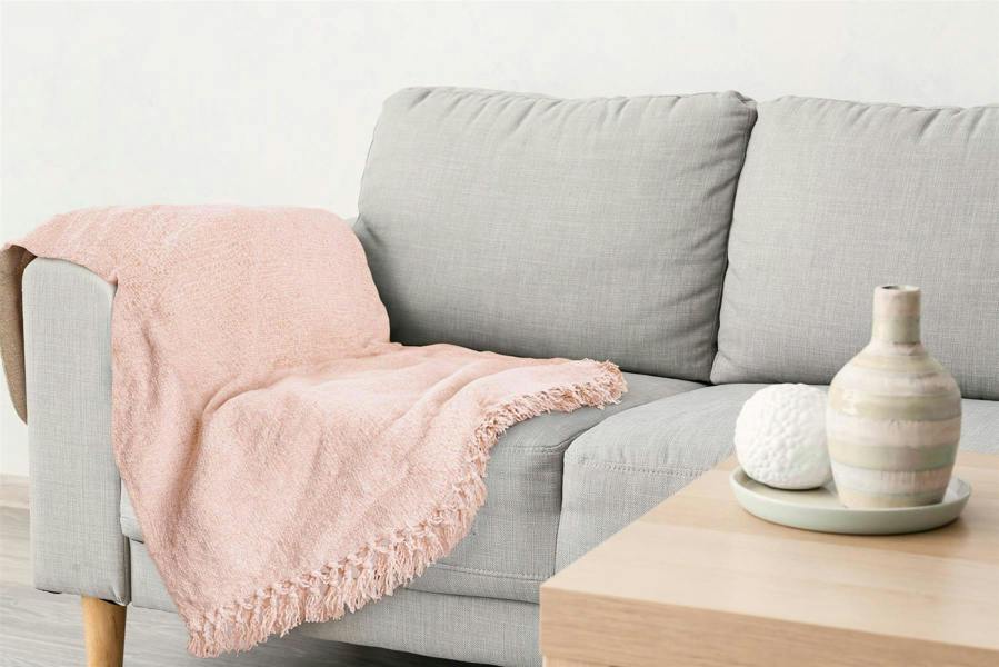 Darcy Tassel Blush Pink Throw 50x60"
