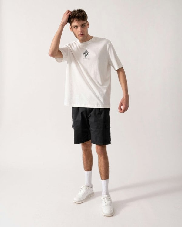 Armani Exchange Mens AX Diamond Logo T-Shirt - Off White U0009