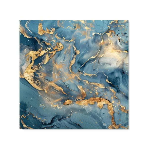 Warren Reed - Designer Azure And Gold Marble Effect Kitchen Splashback