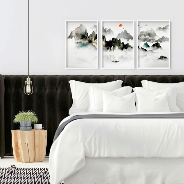 Art for a bedroom | set of 3 Japanese wall art