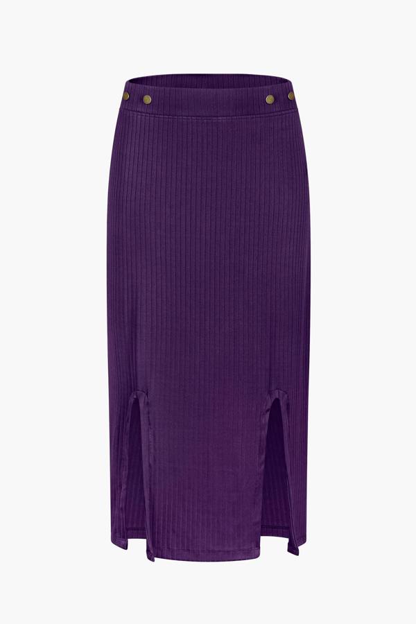 ENORSIA Crown Split Front Jersey Skirt