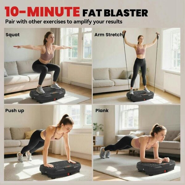 Vibration Plate Exercise Machine with 120 Speed Levels, 5 Programs, Quiet Vibrating Plate with Resistance Bands