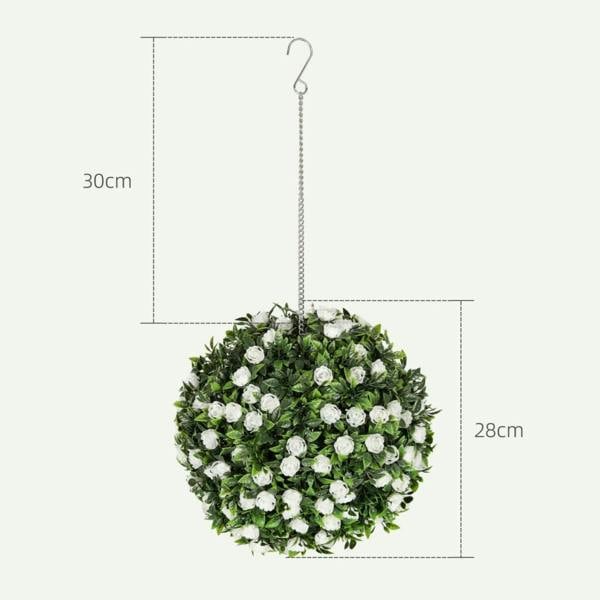 Dyzi Set of 2 Artificial Rose Topiary Balls 28cm Hanging Faux Plants