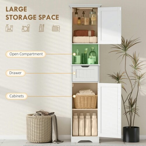 Wyld Haus Morale Slim Bathroom Storage Cabinet With Integrated Sensor Lighting White