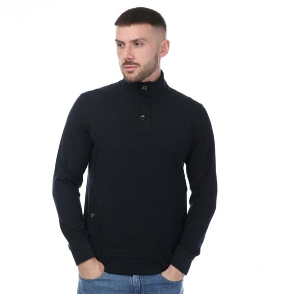 Mercery Mens Lux Jersey Button Neck Sweatshirt - Navy