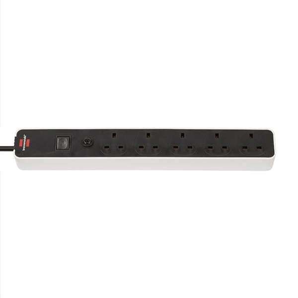 Brennenstuhl Ecolor Extension Lead 5 Gang Extension Lead - 3 Metre Heavy Duty Cable - Engineered  in Germany - Black & White