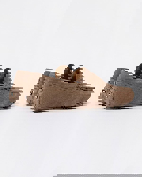 BOSS Orange Noel Mens Suede Driving Moccasins - Medium Beige 260 - CHO - Designer Mens Shoes