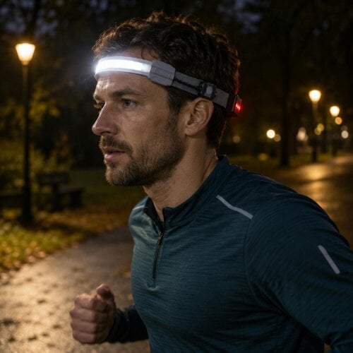 OSRAM Rechargeable Running Head Torch LED Headlamp White Front Red Rear 115lm