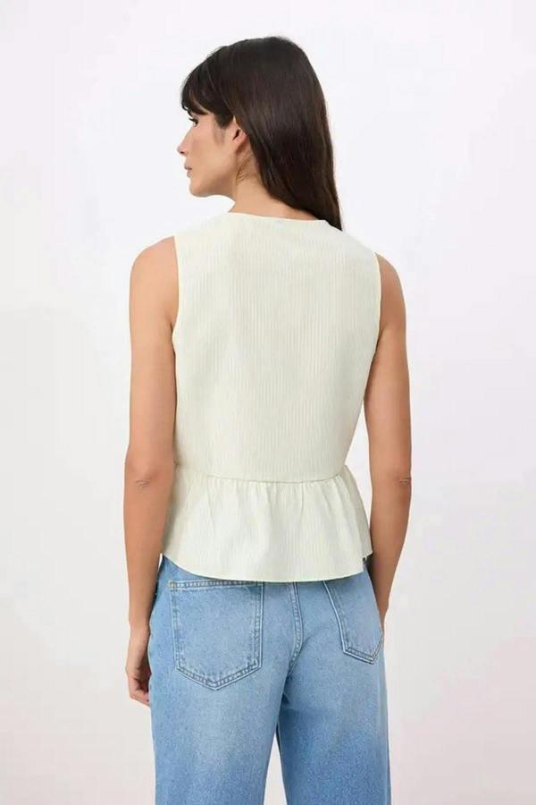 Striped Tie Front Sleeveless Woven Blouse
