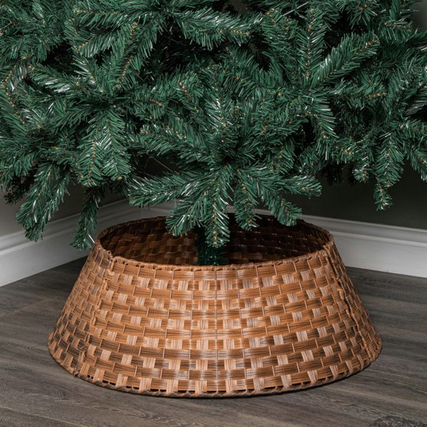 Samuel Alexander 48/70cm Samuel Alexander Large KD Plastic Wicker Rattan Woven Christmas Tree Skirt in Brown