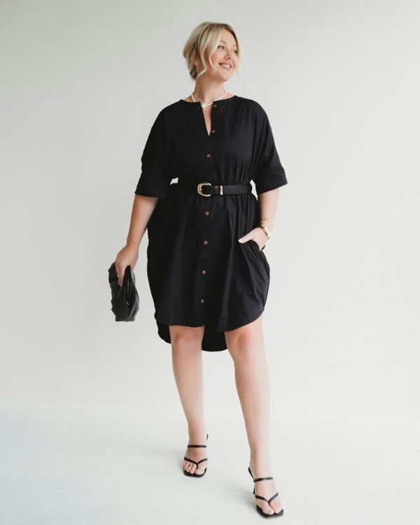 Nina Black Midi Dress- image 1