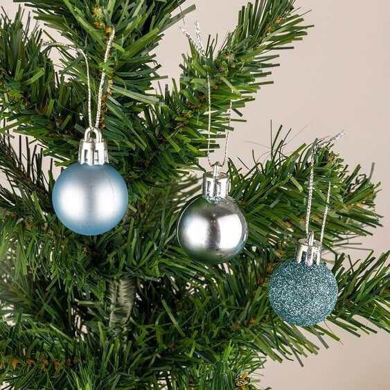 Shatchi Light Blue Shatterproof Christmas Baubles Pack Sizes 12 or 24, 30mm Tree Decorations