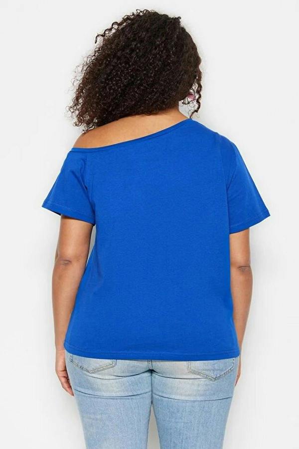 WOVCOR Off-Shoulder Detail 100% Cotton Knitted Blouse