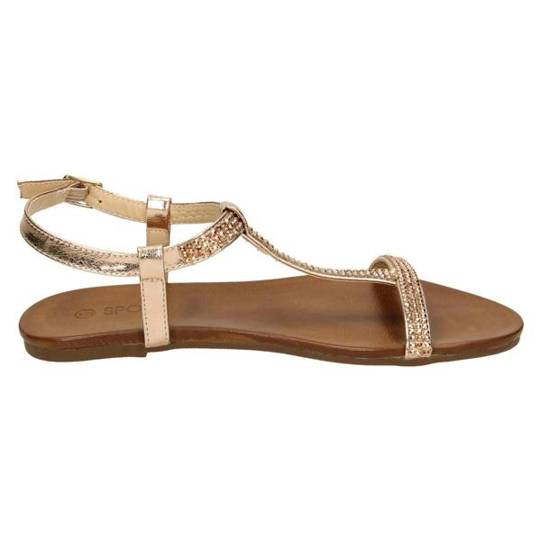 Spot On Ladies Spot On Flat Diamante T-Bar Sandals