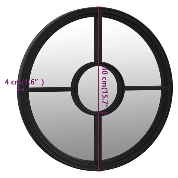 Berkfield Mirror Black 40x4 cm Iron Round for Indoor Use
