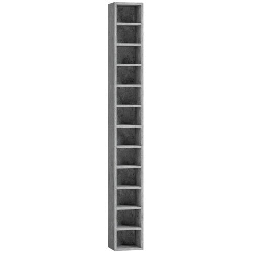 Wyld Haus Loli Wooden Cement Grey Tall Narrow Media Storage Tower With 204 Disc Capacity