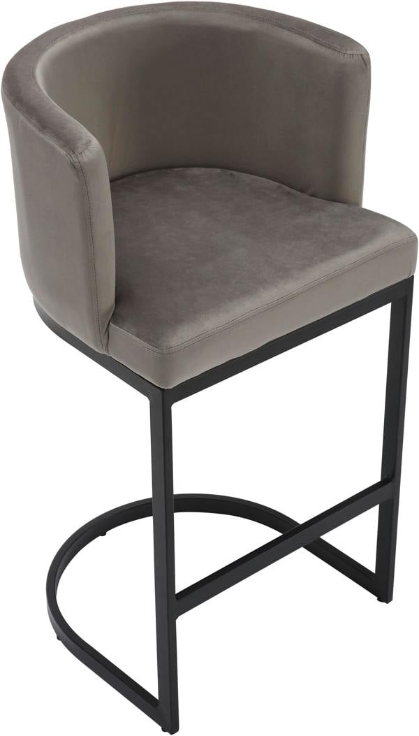 Lamboro Velino Velvet Kitchen Bar Stools, Matt Black Cantilever Frame, Seat With Backrest, Breakfast & Home Bar Stool - Grey