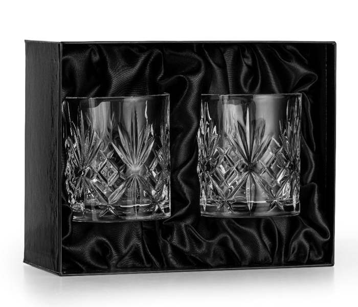 Diamante Crystal Tumblers - Set of 2 - Satin lined Gift Box