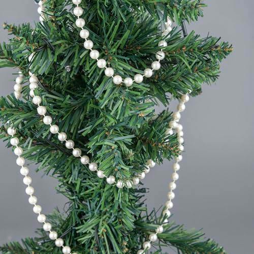 24ft Pearl Shiny Christmas Bead Chain Metallic Garland for Trees, Wreaths and Festive Displays image 6