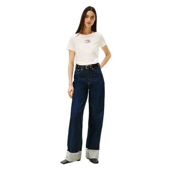 Tommy Jeans Womens/Ladies Diamante Logo Regular T-Shirt - Antique White - 