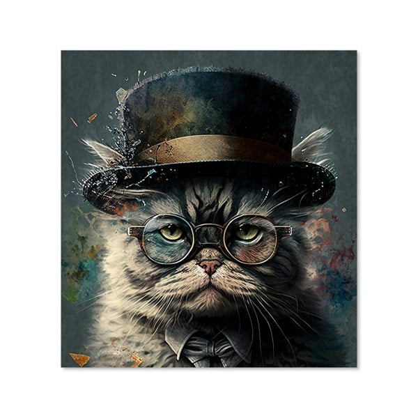 Warren Reed - Designer Selkirk Rex Cat With Glasses Splashart Kitchen Splashback