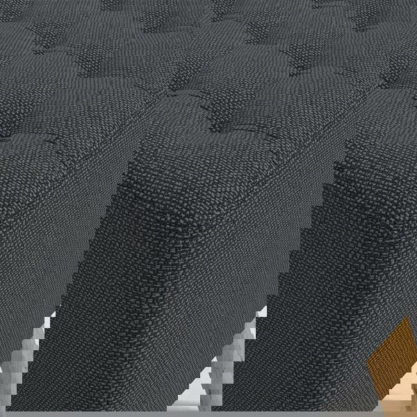 Living and Home Dark Grey Linen Padded Wooden Leg Square Footstool