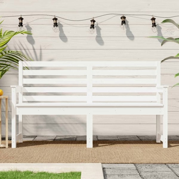 Berkfield Garden Bench White 159.5x48x91.5 cm Solid Wood Pine