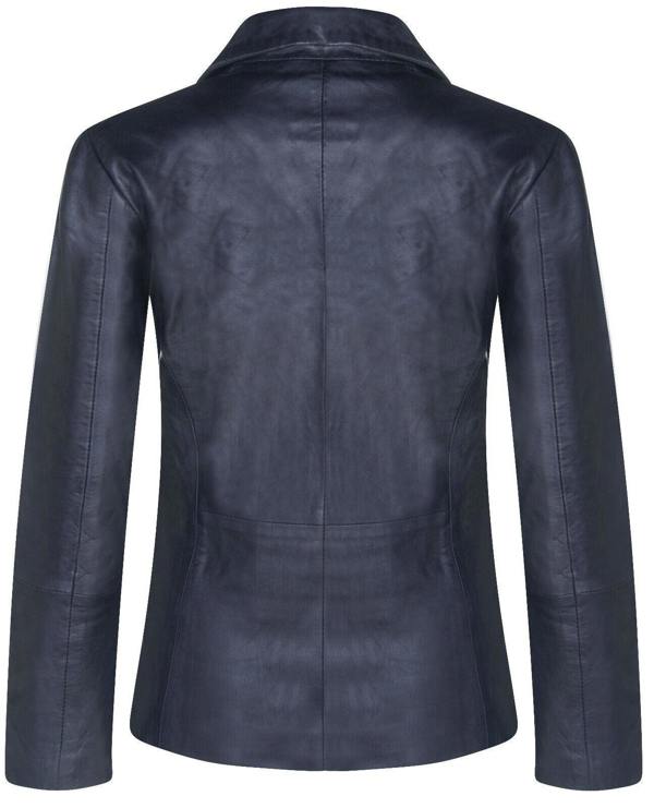 Womens One Button Leather Blazer Jacket-Newhaven - Upperclass Fashions 