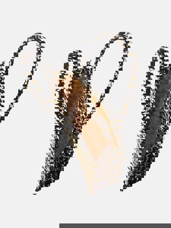 Berber Leather Moroccan Geometric Print Fabric Tote Bag in Black